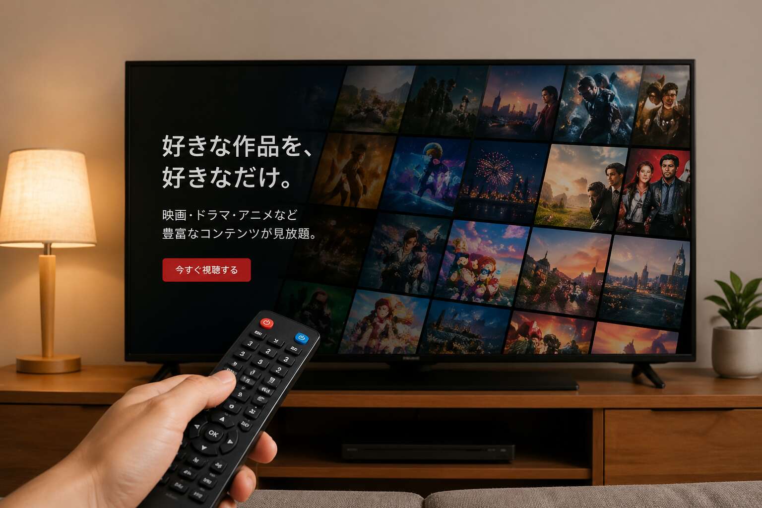 動画配信サービスで動画を選んでいる