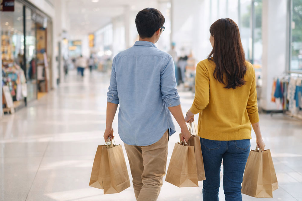 カップルで買い物を楽しんでいる